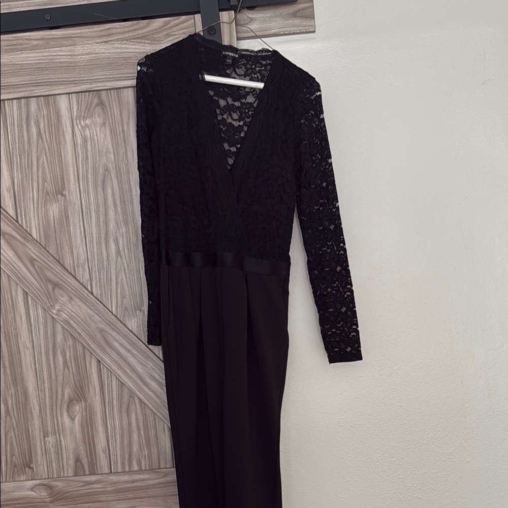 Elegant Black Lace Evening jumpsuit